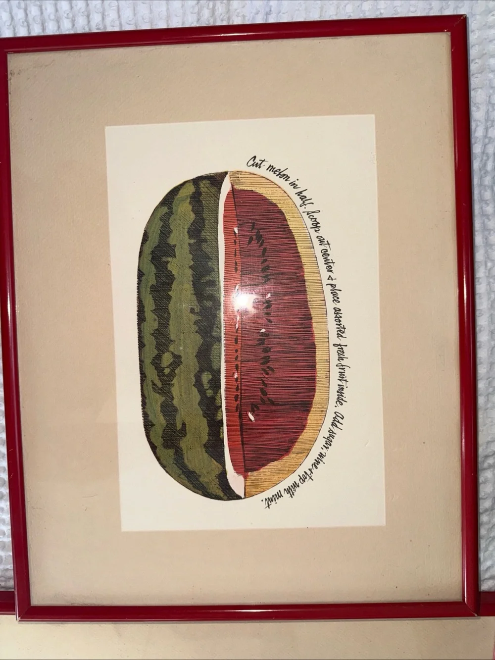 Red Framed Watermelon & Pepper Art 60’s/70’s Art Prints - Kitchen Wall Decor